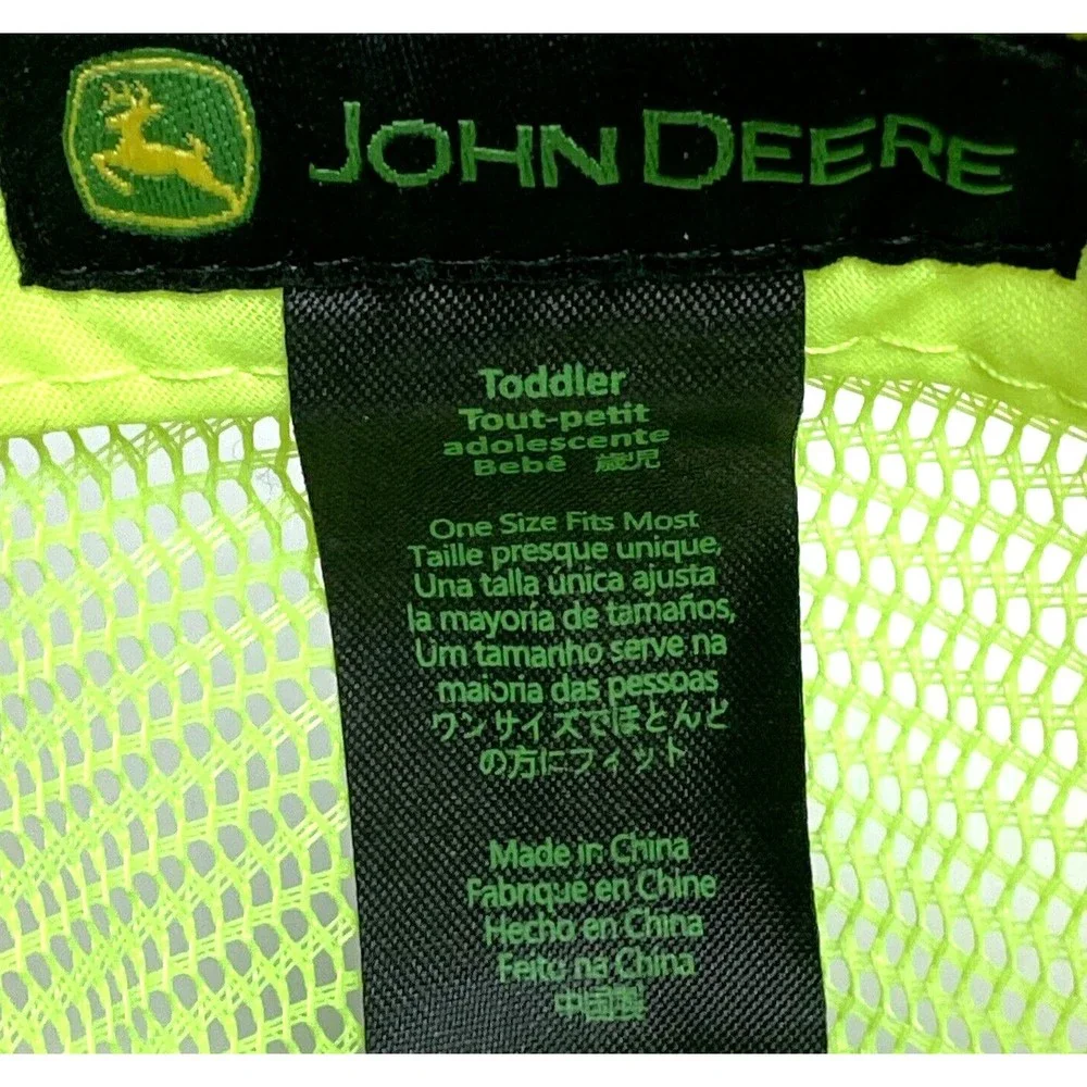 John Deere Toddler Gray Florescent‎ Green Mesh Farmer SnapBack  Adjustable Hat